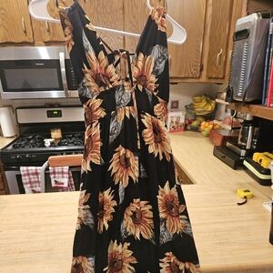 Timing Sunflower Print Dress - Size S